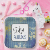 Vintag Blue Denim Fifty & FABULOUS! 50. Geburtstag Pappteller (Party)