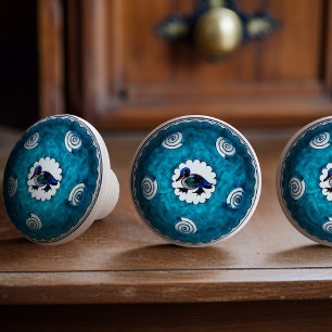 Vintag Blue Duck und Muscheln William de Morgan Keramikknauf