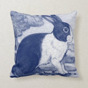 Vintag Blue Dutch Rabbit Dedham Delft Hütte Kissen