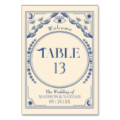 Vintag Blue Elegant Mystical Tarot Wedding Tischnummer (Rückseite)