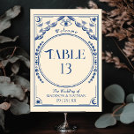 Vintag Blue Elegant Mystical Tarot Wedding Tischnummer<br><div class="desc">Elegantes und modernes Hochzeitsdesign inspiriert durch eine Tarot-Karte. Artikel werden genau so gedruckt,  wie sie auf Ihrem Bildschirm erscheinen,  wenn Sie dem Warenkorb hinzufügen,  sodass Sie jede gewünschte Tischnummer individuell anpassen und hinzufügen können.</div>