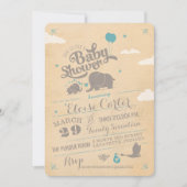 Vintag Blue Elephant Baby Shower Einladungen (Vorderseite)