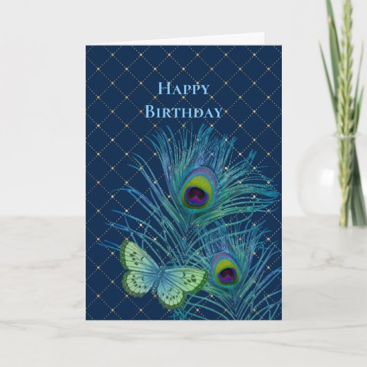 Vintag Blue Feathers Butterfly Geburtstag Karte (Vorderseite)