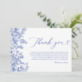 Vintag Blue Floral Brautparty Danke Karte (Stehend Vorderseite)