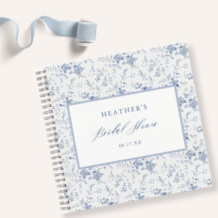 Vintag Blue Floral Brautparty Guestbook Notizblock
