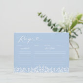 Vintag Blue Floral Brautparty Rezept Card Einladung (Stehend Vorderseite)