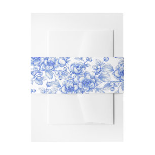 Vintag Blue Floral Chinoiserie Hochzeit Einladungsbanderole