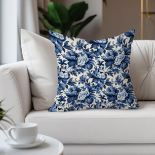 Vintag Blue Floral Damask Kissen