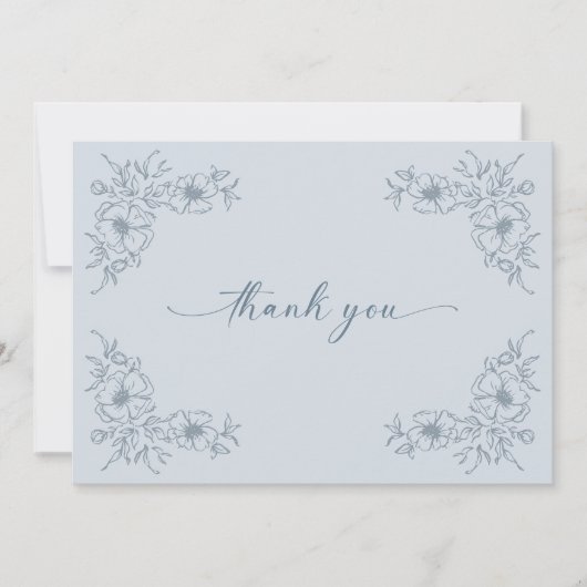 Vintag Blue Floral Dankeskarte (Vorderseite)