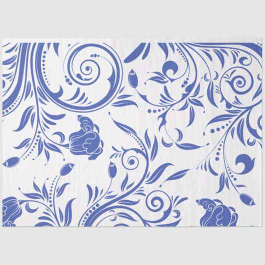 Vintag Blue Floral Decoupage Seidenpapier (Vorderseite)