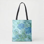 Vintag Blue Floral French Paris Postmark Muster Tasche (Vorderseite)
