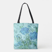 Vintag Blue Floral French Paris Postmark Muster Tasche (Rückseite)