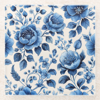 Vintag Blue Floral Glasuntersetzer