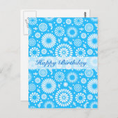 Vintag Blue floral Happy Geburtstag Postkarte (Vorne/Hinten)
