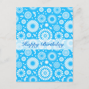 Vintag Blue floral Happy Geburtstag Postkarte