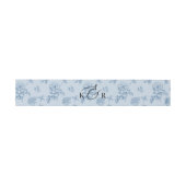 Vintag Blue Floral Modern Monogram Wedding Einladungsbanderole (Flach)