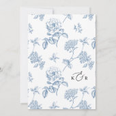 Vintag Blue Floral Modernes Script Hochzeit Einladung (Rückseite)