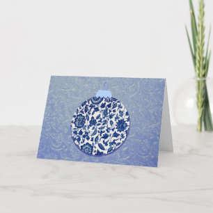 Vintag Blue Floral Ornament Weihnachtskarte Karte