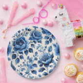 Vintag Blue Floral Pappteller (Party)