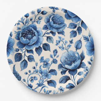 Vintag Blue Floral Pappteller