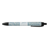 Vintag Blue Floral Patern Eleganter Skriptname Kugelschreiber (Unterseite)