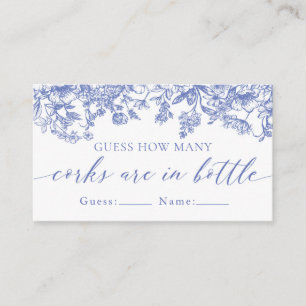 Vintag Blue Floral rät wie viele Corks Spiel Begleitkarte