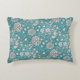 Vintag Blue Floral Silver Foliage Blume Dekokissen