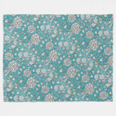 Vintag Blue Floral Silver Foliage Blume Fleecedecke (Vorderseite (Horizontal))