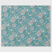 Vintag Blue Floral Silver Foliage Blume Geschenkpapier (Flach)