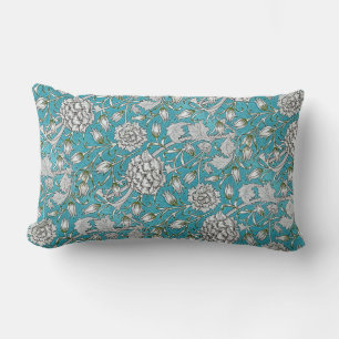 Vintag Blue Floral Silver Foliage Blume Lendenkissen
