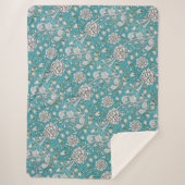 Vintag Blue Floral Silver Foliage Blume Sherpadecke (Vorderseite)