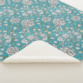 Vintag Blue Floral Silver Foliage Blume Sherpadecke (3/4)