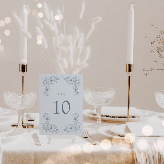 Vintag Blue Floral Tischnummer