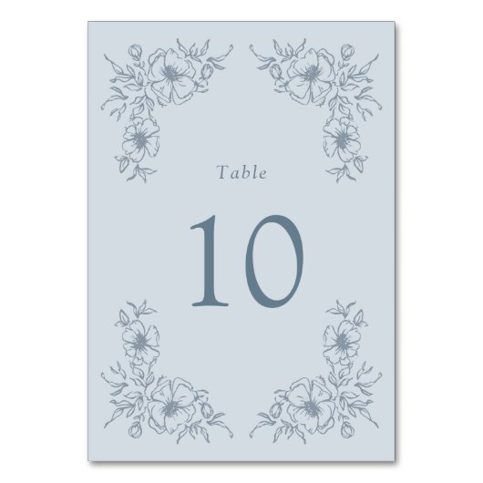 Vintag Blue Floral Tischnummer (Vorderseite)