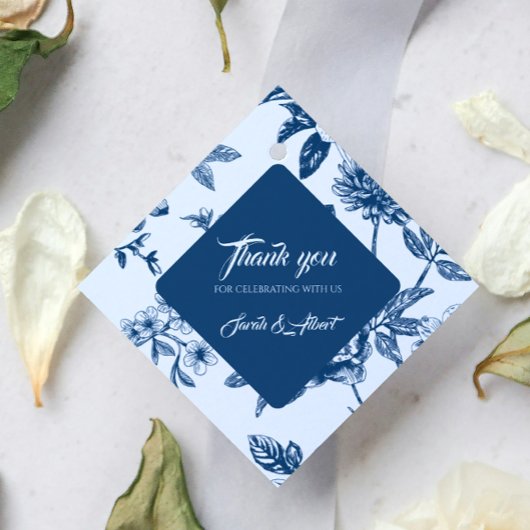 Vintag Blue Floral Toile Vielen Dank Geschenkanhänger