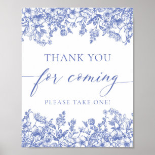 Vintag Blue Floral Vielen Dank für Ihre Teilnahme  Poster