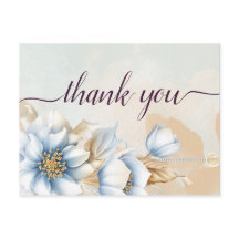 Vintag Blue floral Vielen Dank Postcard