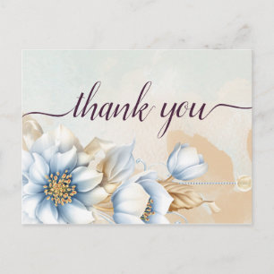 Vintag Blue floral Vielen Dank Postcard Postkarte