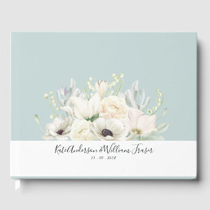 Vintag Blue Floral Wedbook Gästebuch