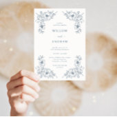 Vintag Blue Floral Wedding Einladung