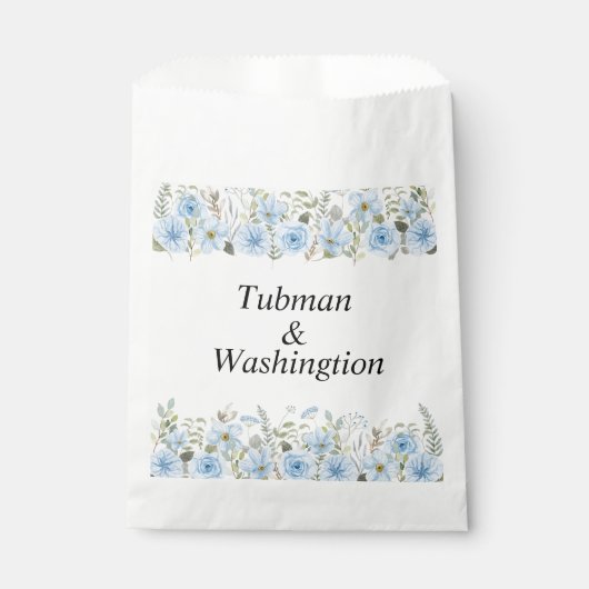 Vintag Blue Floral Wedding Geschenktütchen (Vorderseite)