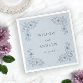 Vintag Blue Floral Wedding Serviette