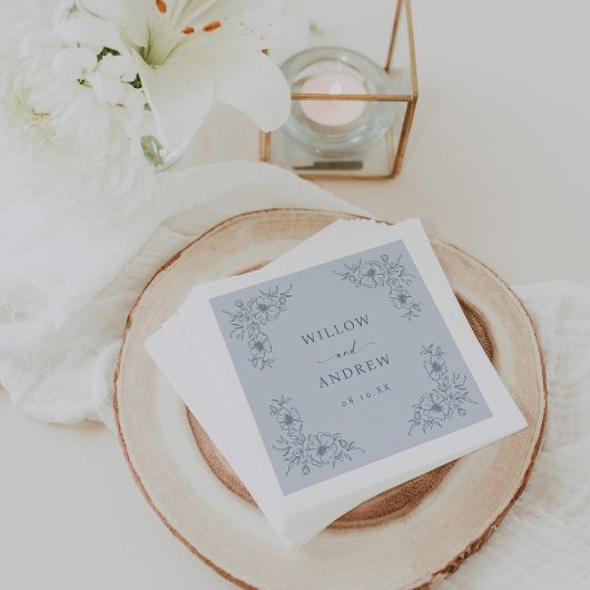 Vintag Blue Floral Wedding Serviette