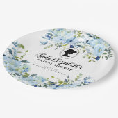 Vintag Blue Florals Regency Brautparty Pappteller (Schrägansicht)