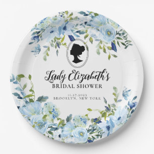 Vintag Blue Florals Regency Brautparty Pappteller