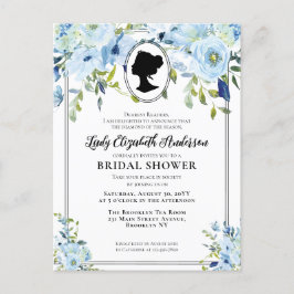 Vintag Blue Florals Regency Era Brautparty Postkarte