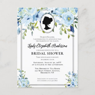 Vintag Blue Florals Regency Era Brautparty Postkarte