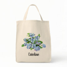 Vintag Blue Flowers Individuelle Name Tote Tasche
