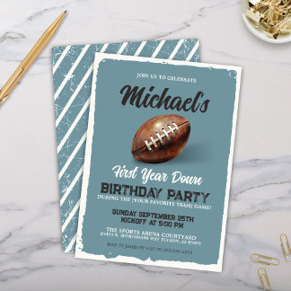 Vintag Blue Football erste Geburtstagsparty Einladung