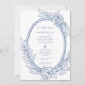 Vintag Blue French Elegante Wedding Einladung (Vorderseite)